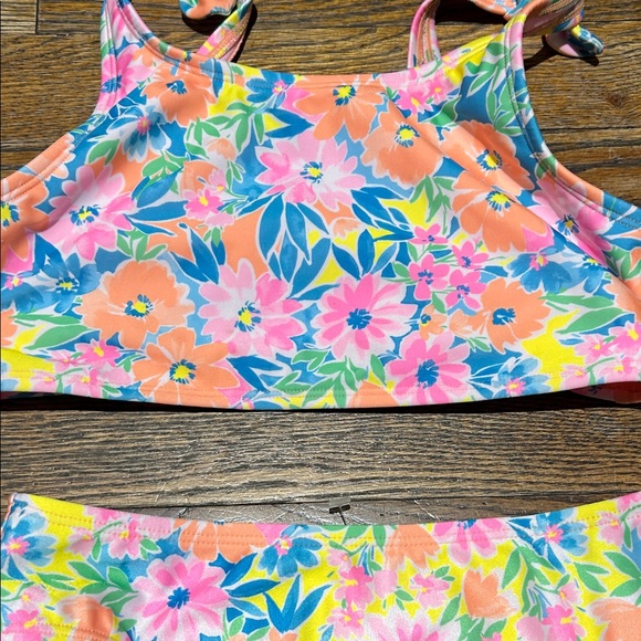 Never worn Cat & Jack Floral Kids Bikini - Pink and Blue - Picture 2 of 5